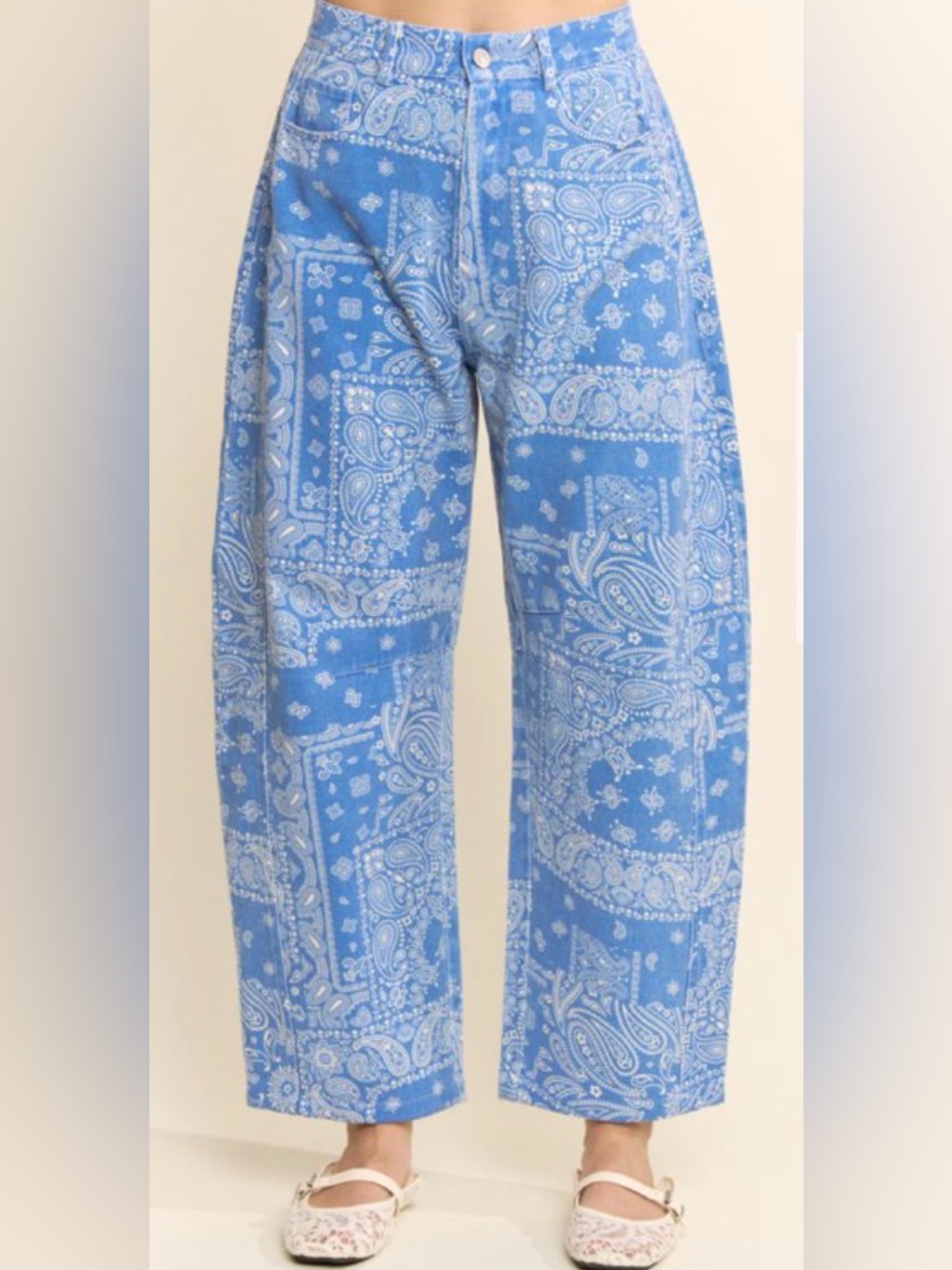 Davi & Dani Bandana Print Barrel Jean